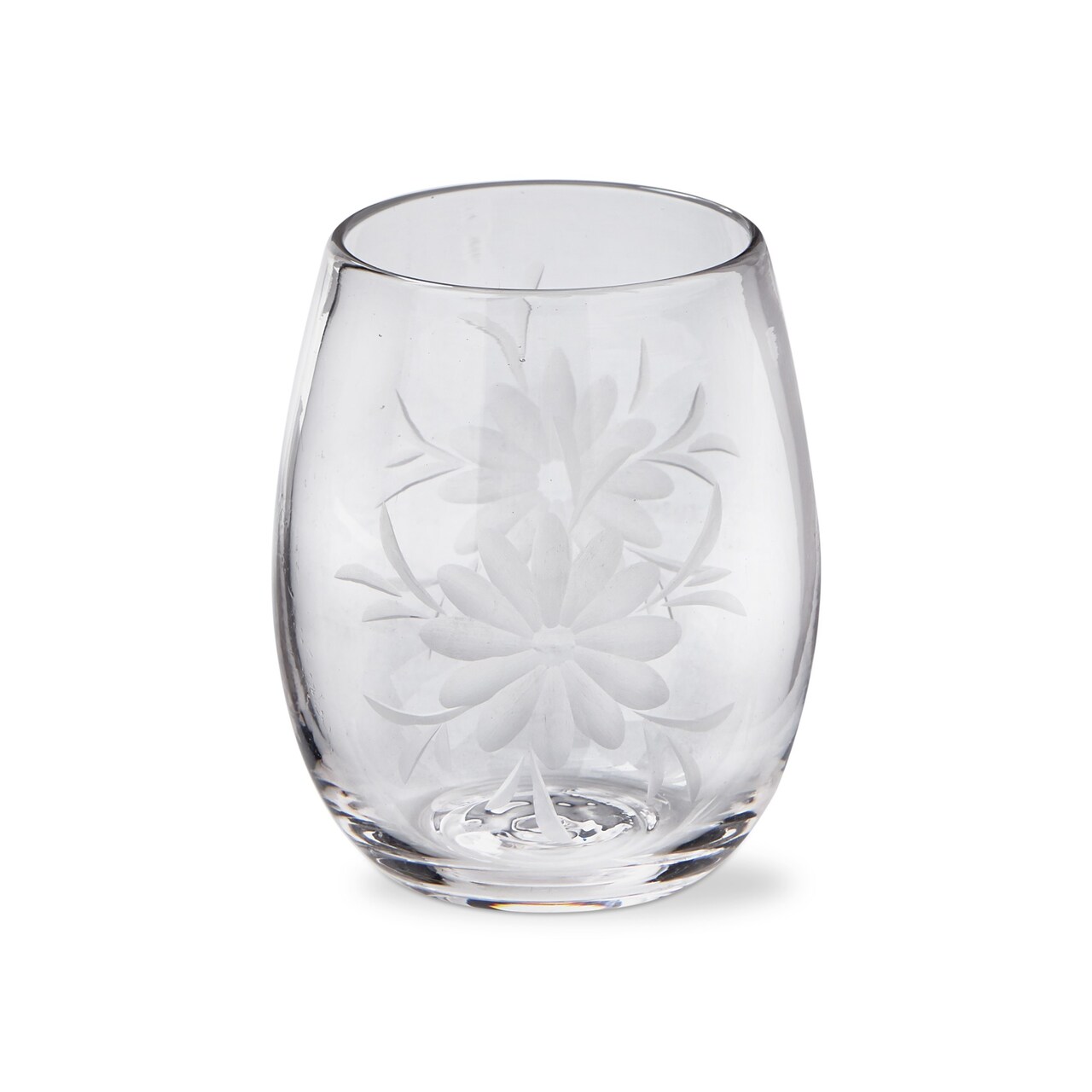 17 oz. Fleur Etched Stemless Wine Drinkware Hand Wash Beverage Glassware Dinner Party Wedding Resturant